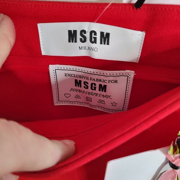 MSGM Milano NWT Red Asymmetrical Ruffle Mini Skirt Italian Size 46 - Picture 9 of 12